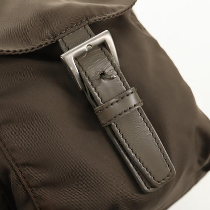 Prada Vela Double Front Pocket Backpack Tessuto with Saffiano Leather, GRAY, NYLON, Backpack