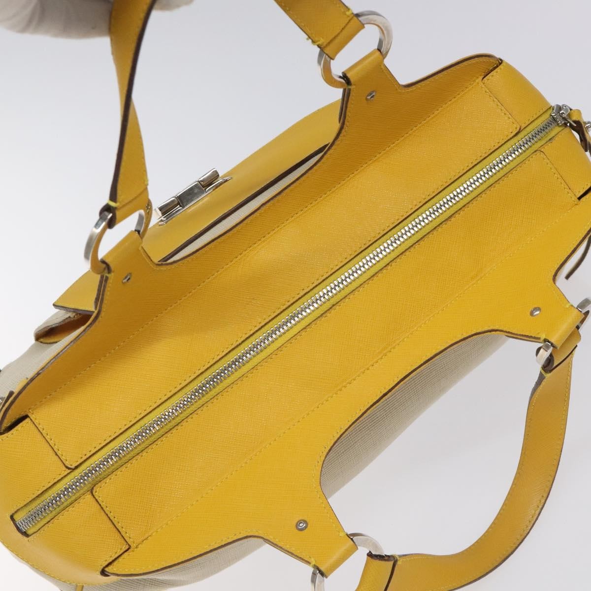 Salvatore Ferragamo Gancini handbag Canvas and Leather, YELLOW, CANVAS, Handbag