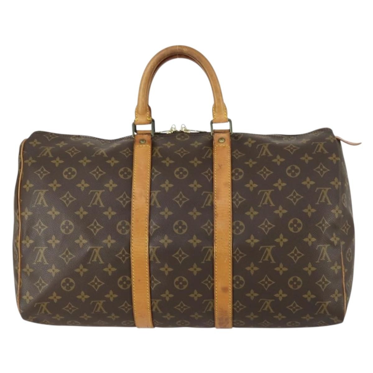 Louis Vuitton Keepall Bag Monogram Canvas, BROWN, CANVAS, Travel bag