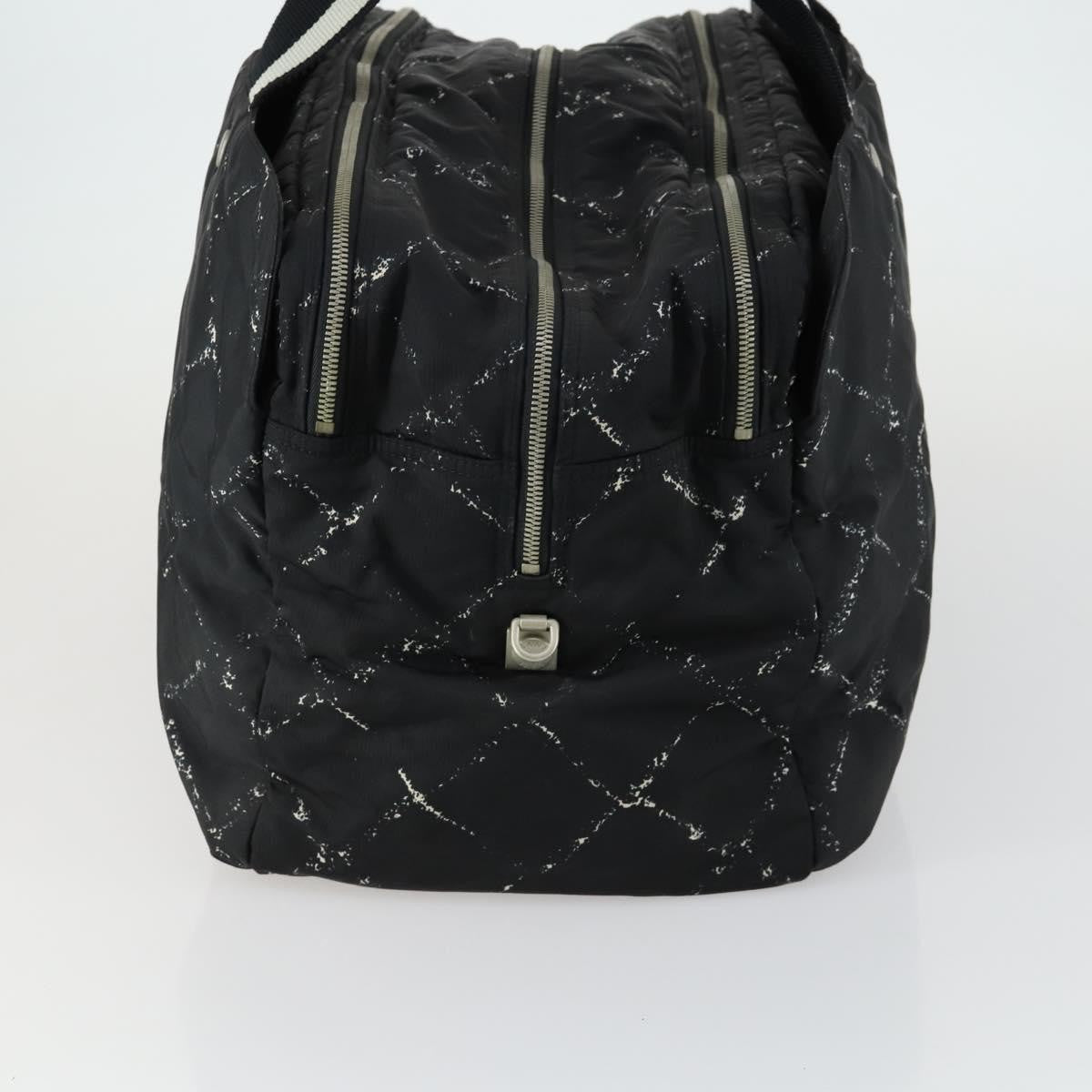 Chanel Travel Line Boston Bag Printed Nylon, BLACK, NYLON, Travel bag