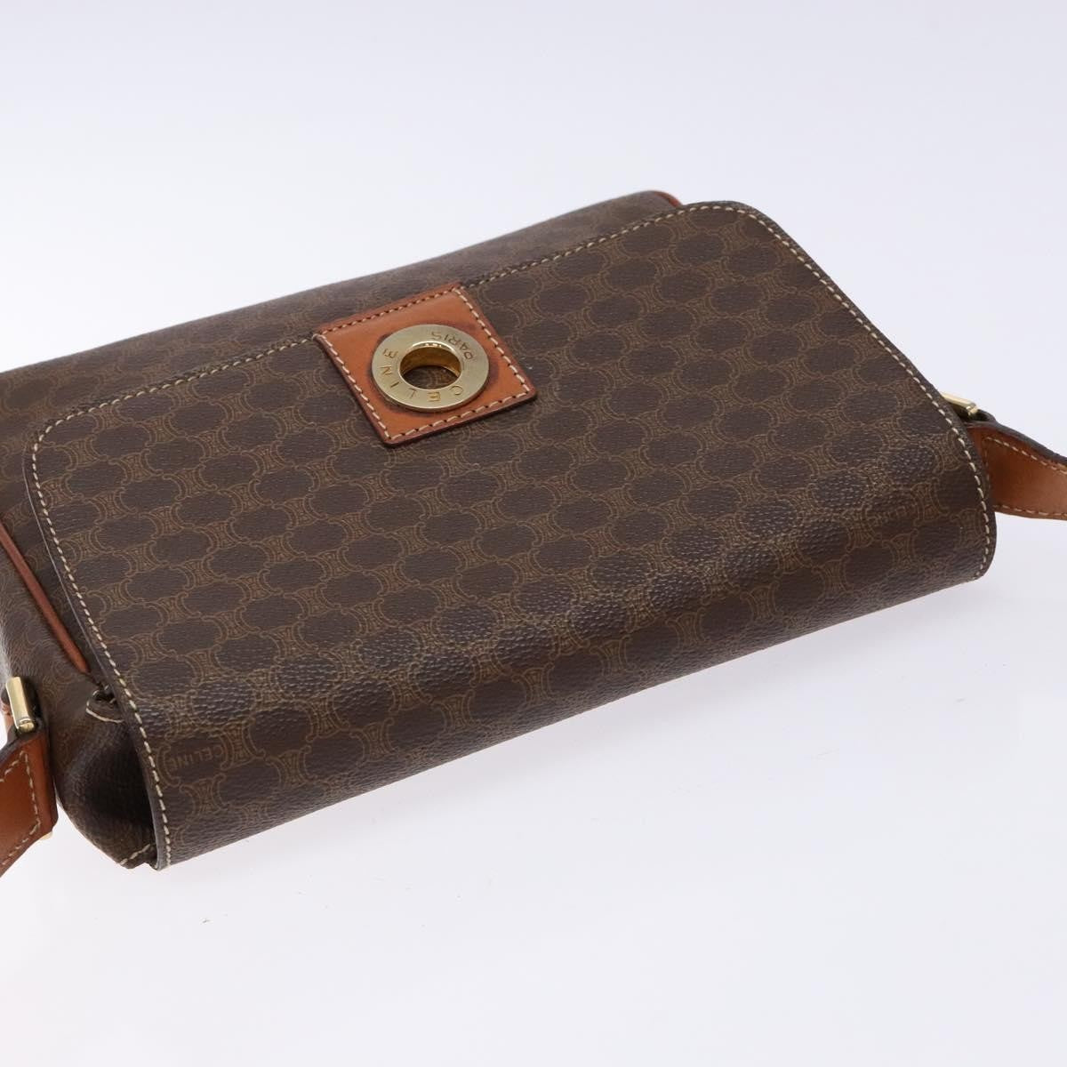 Celine Macadam Shoulder Bag PVC Leather, BROWN, CANVAS, Shoulder bag