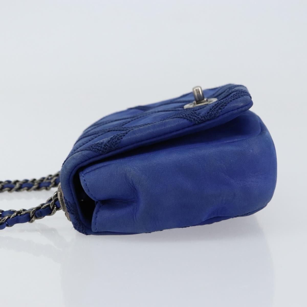 Chanel Diamond Stitch Chain Flap Bag Quilted Iridescent Calfskin, BLUE, LEATHER, Shoulder bag