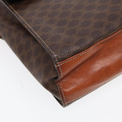 Celine Vintage Macadam Circle Logo Shoulder Bag Canvas and Leather, BROWN, CANVAS, Shoulder bag