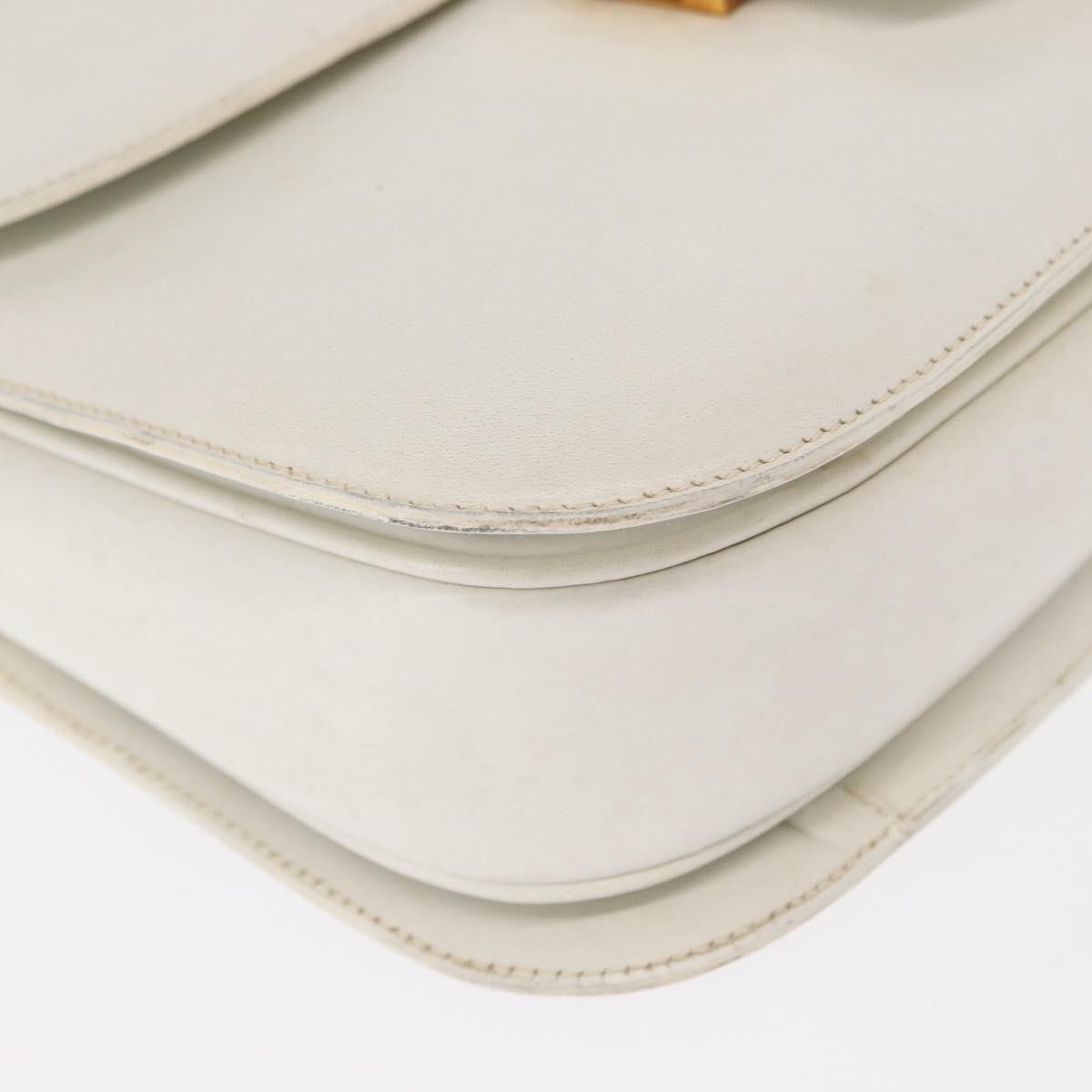 Celine Vintage Shoulder Bag Leather, WHITE, LEATHER, Shoulder bag