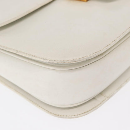 Celine Vintage Shoulder Bag Leather, WHITE, LEATHER, Shoulder bag