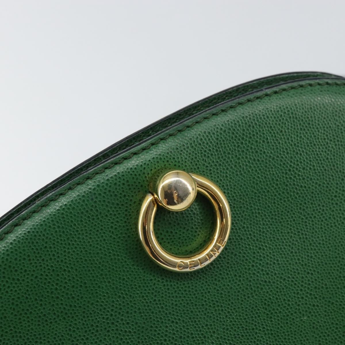 Celine Vintage Shoulder Bag Leather, GREEN, LEATHER, Shoulder bag
