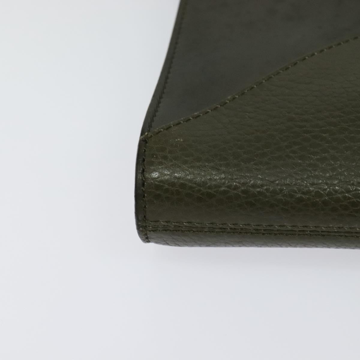 Celine Envelope Shoulder Bag Leather, KHAKI, LEATHER, Shoulder bag