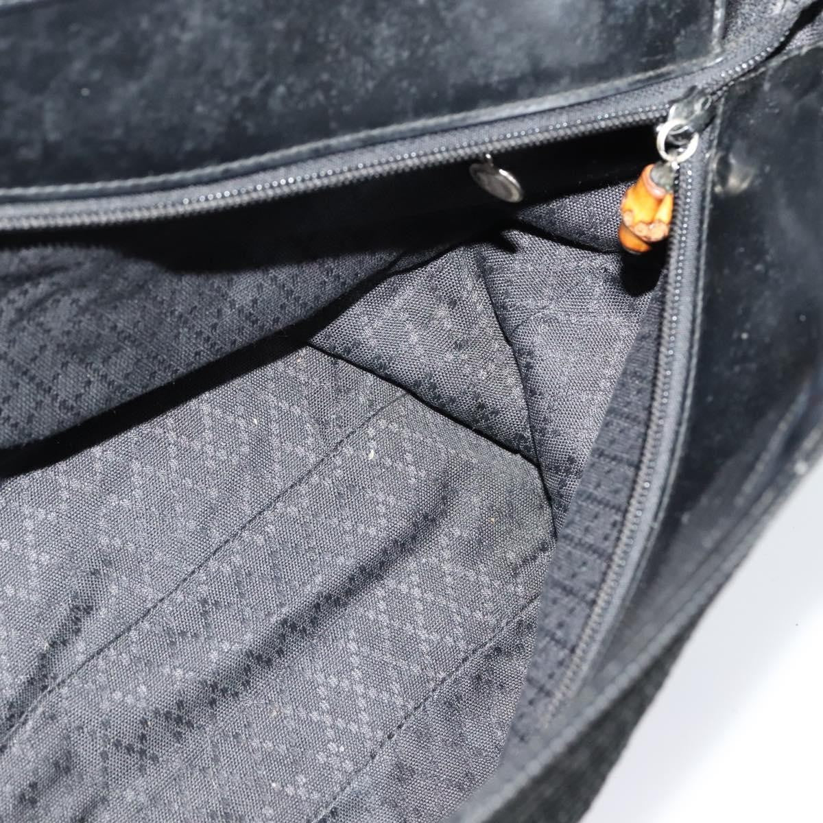 Gucci Vintage Bamboo Handle Bag Canvas, BLACK, CANVAS, Handbag