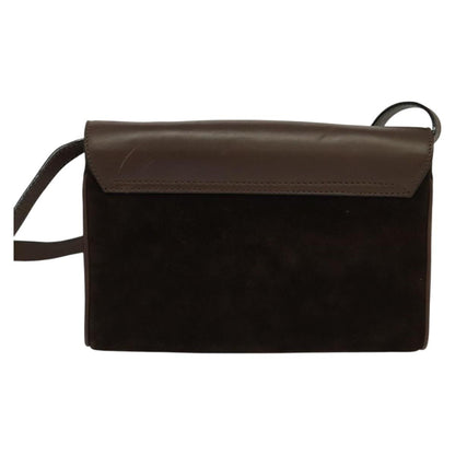 Celine Circle logo Suede and Leather, BROWN, SUEDE, Shoulder bag