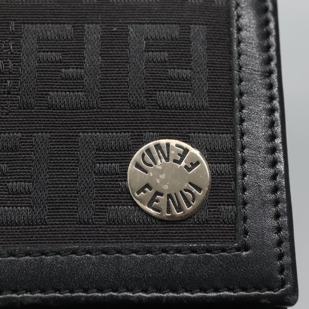 Fendi FF Flap Wallet Zucca Canvas with Embossed Leather, BLACK, CANVAS, Wallets