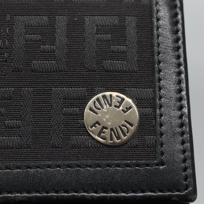 Fendi FF Flap Wallet Zucca Canvas with Embossed Leather, BLACK, CANVAS, Wallets