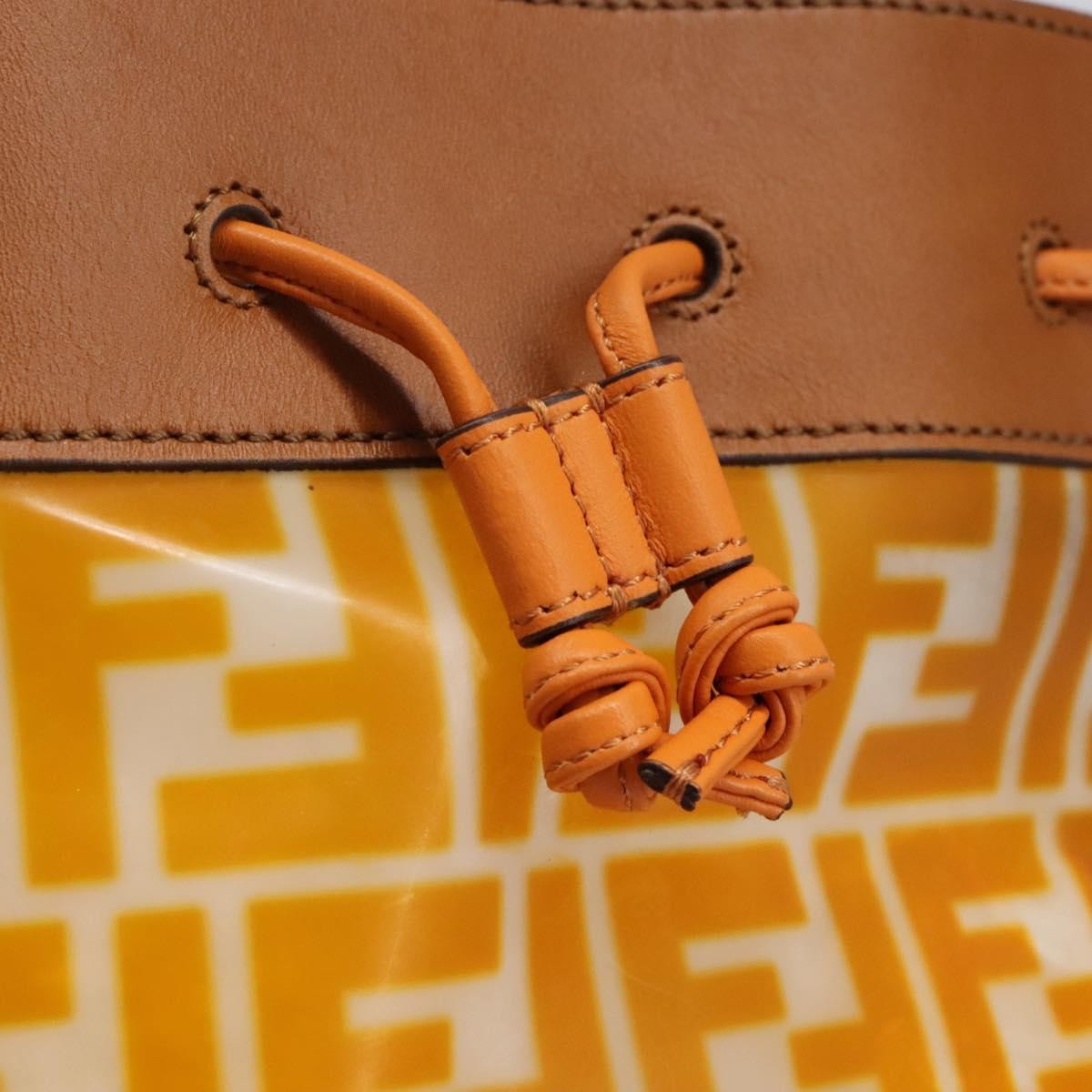 Fendi FF Logo Mon Tresor Bucket Bag Canvas, ORANGE, CANVAS, Shoulder bag