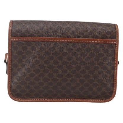 Celine Flap Shoulder Bag Canvas, BROWN, CANVAS, Shoulder bag