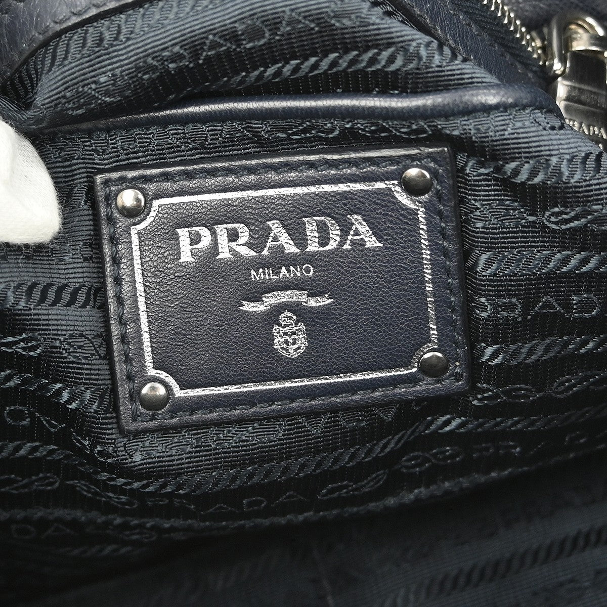Prada Gaufre Convertible Tote Nappa Leather, BLACK, LEATHER, Tote bag