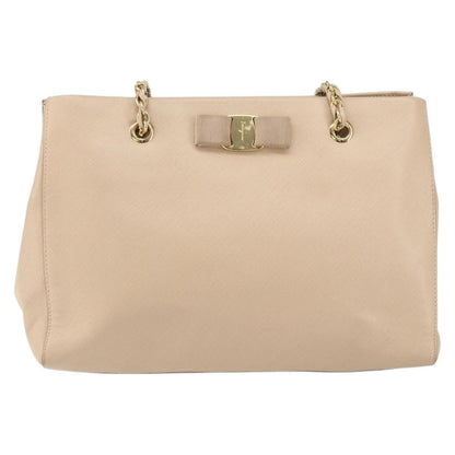 Salvatore Ferragamo Vala Shoulder Bag Leather, BEIGE, LEATHER, Shoulder bag