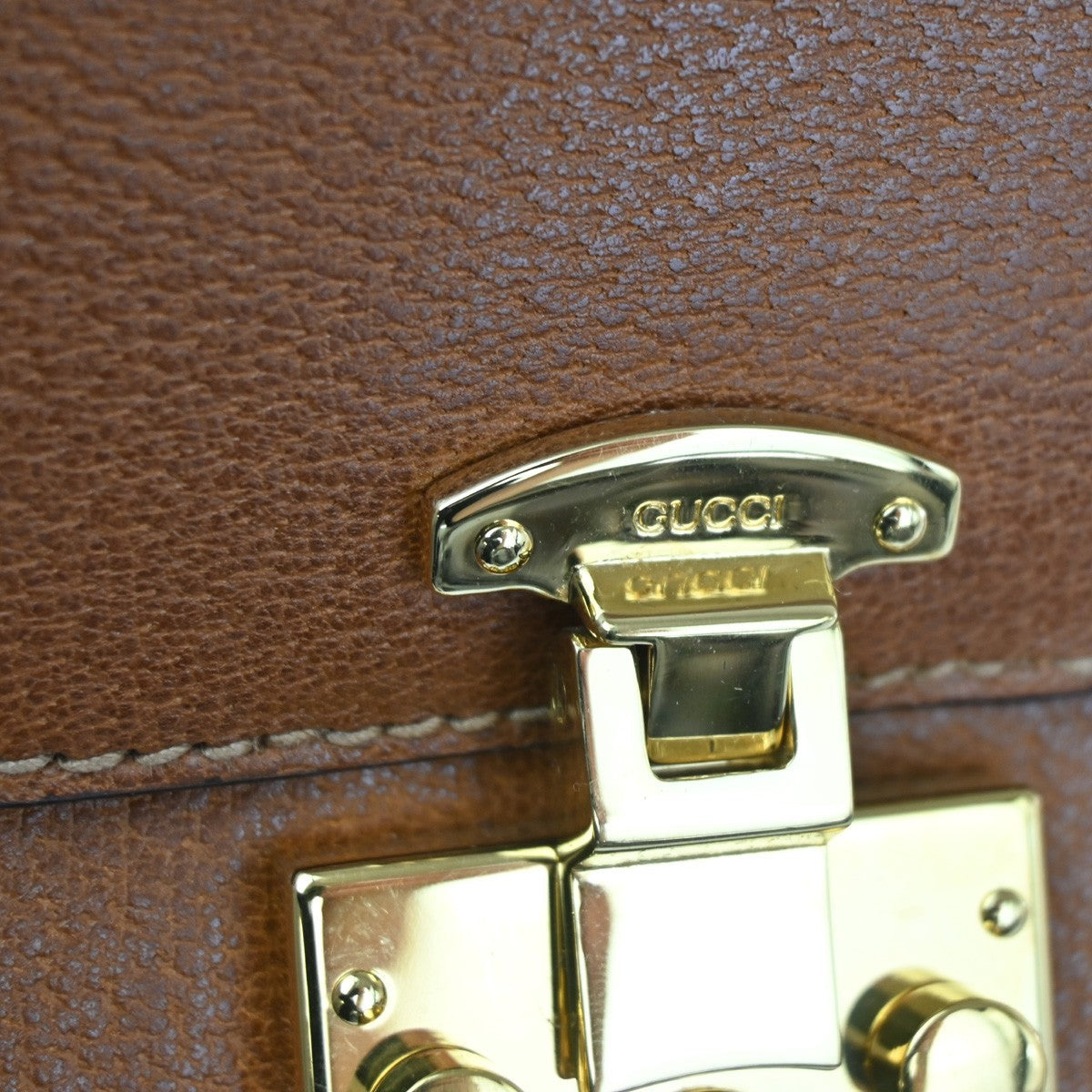 Gucci Vintage Lady Lock Top Handle Bag Leather, Brown, Leather, Shoulder Bag