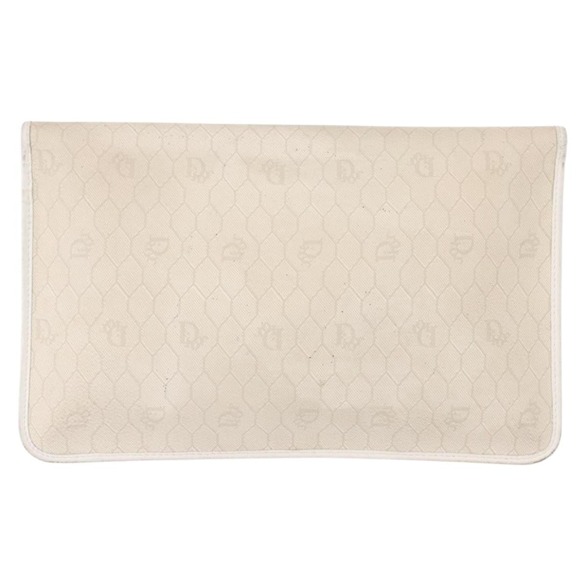 Christian Dior Vintage honeycomb clutch Canvas, WHITE, CANVAS, Clutche & pouche