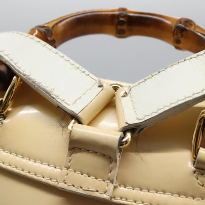 Gucci Vintage Bamboo Backpack Patent, BEIGE, PATENT_LEATHER, Backpack