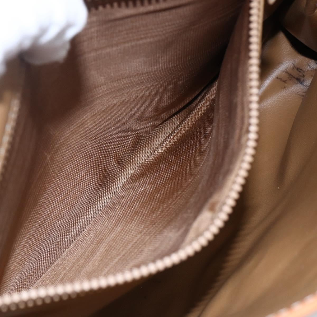 Celine Vintage Macadam Shoulder Bag Canvas and Leather, BROWN, PVC, Shoulder bag