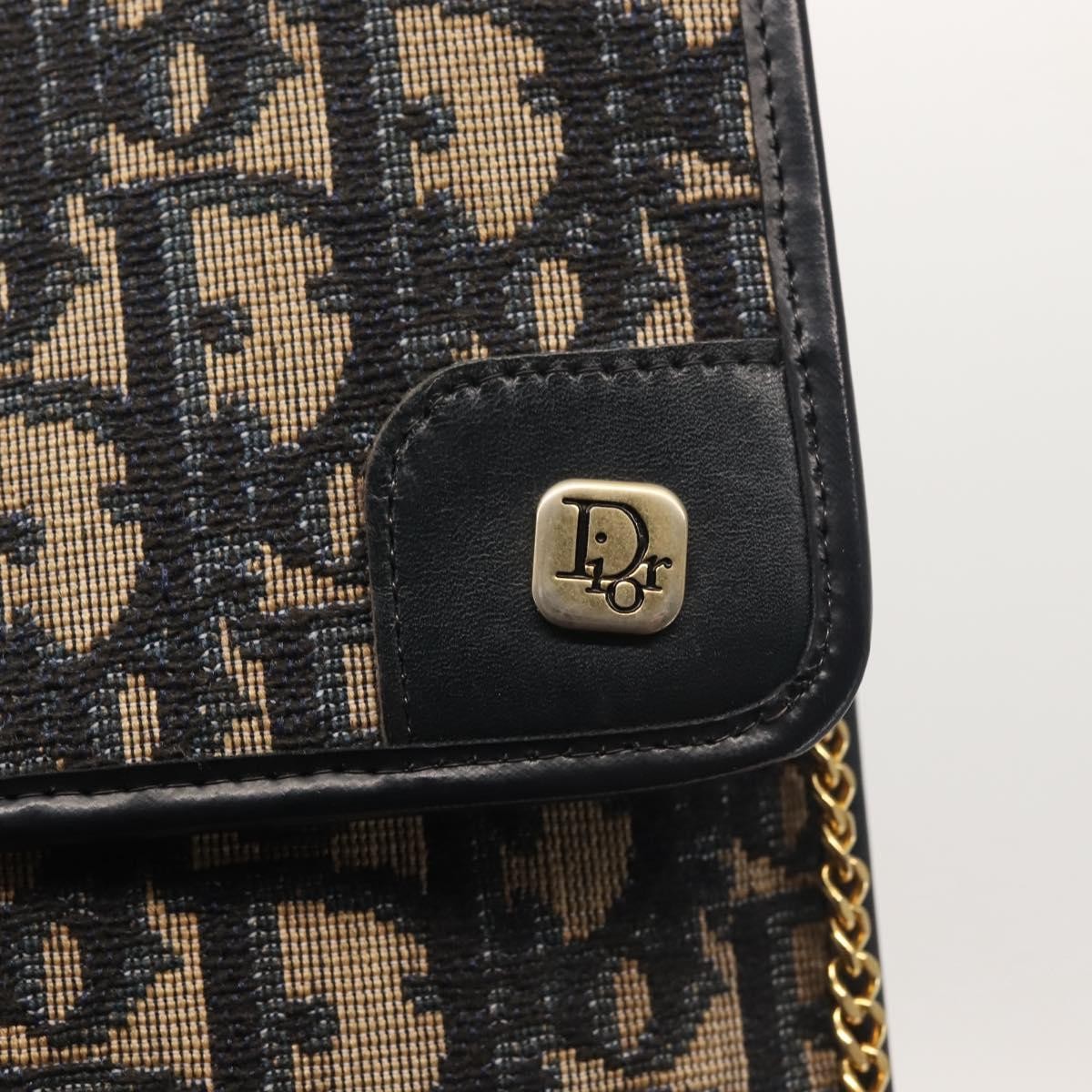 Christian Dior Vintage Trotter Flap Shoulder Bag Canvas, NAVY, CANVAS, Shoulder bag