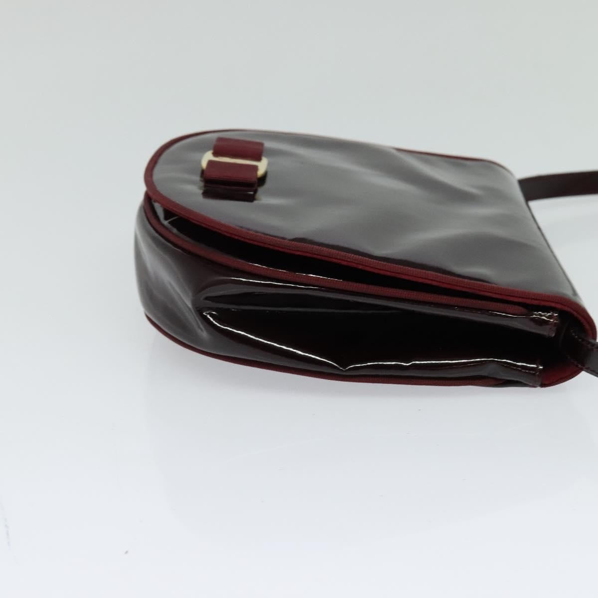 Salvatore Ferragamo Vala Shoulder Bag Patent Leather, BURGUNDY, PATENT_LEATHER, Shoulder bag