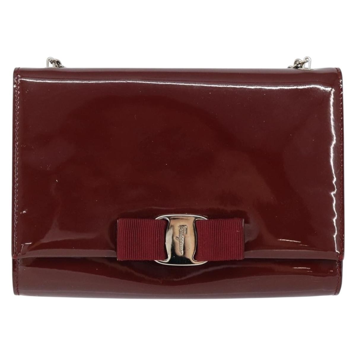 Salvatore Ferragamo Vala Chain Shoulder bag Patent leather, RED, PATENT_LEATHER, Shoulder bag