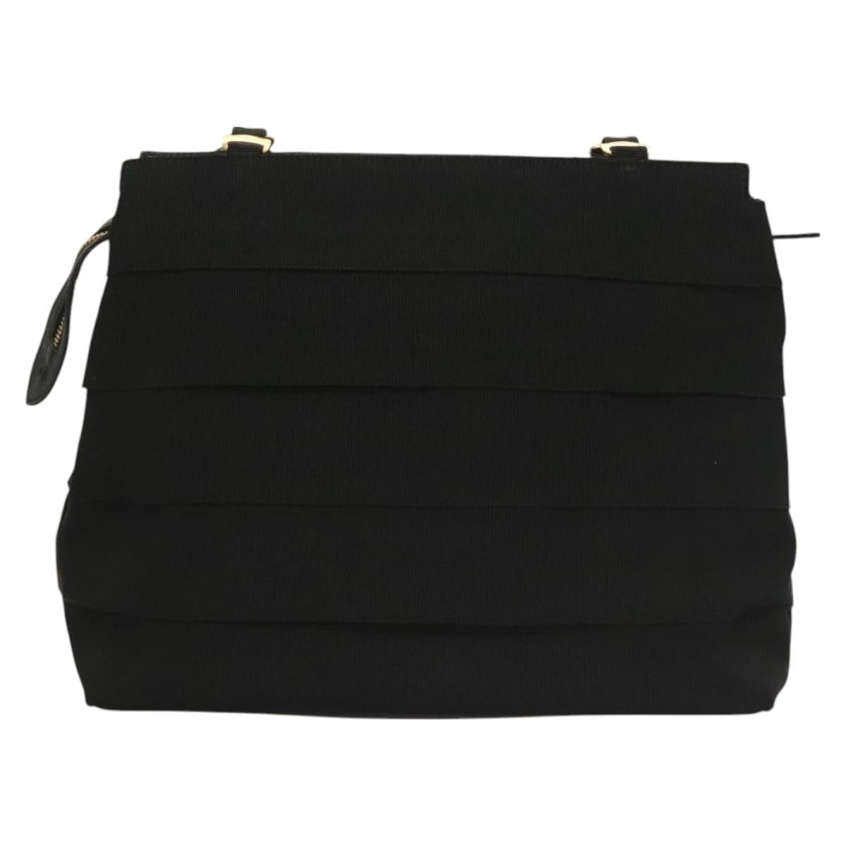 Salvatore Ferragamo Vala Shoulder Bag Canvas, BLACK, CANVAS, Shoulder bag