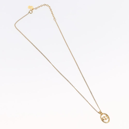 Christian Dior CD Round Pendant Necklace Metal, Gold, Metal, Necklace