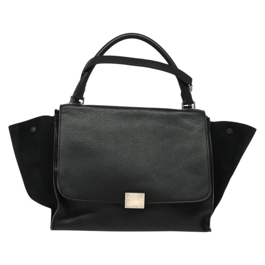 Celine Trapeze Bag Leather with Suede, BLACK, LEATHER, Handbag