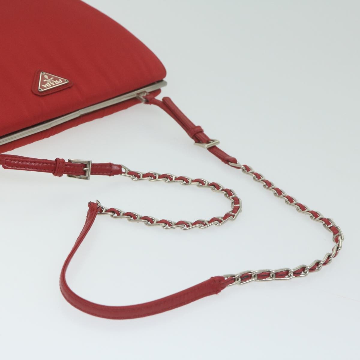 Prada Chain Shoulder Bag Tessuto, RED, NYLON, Shoulder bag