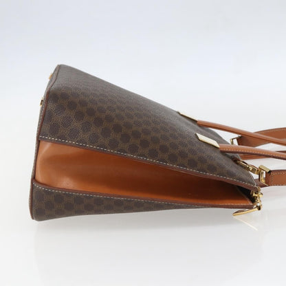 Celine Vintage Macadam Handbag Canvas and Leather, BROWN, CANVAS, Handbag