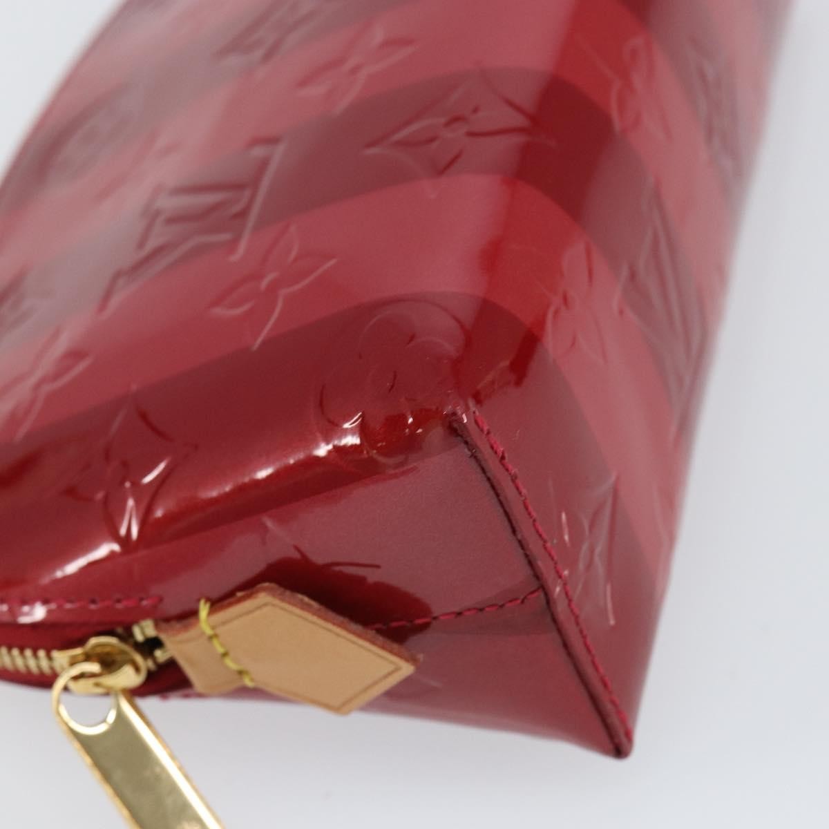 Louis Vuitton Cosmetic Pouch Limited Edition Monogram Vernis Rayures, RED, PATENT_LEATHER, Toiletry Case