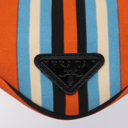 Prada Triangle Logo Wristlet Pouch Canvas, ORANGE, CANVAS, Clutche & pouche