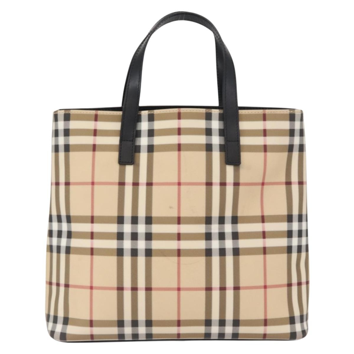 Burberry Top Handle Tote Nova Check Canvas, BEIGE, CANVAS, Handbag