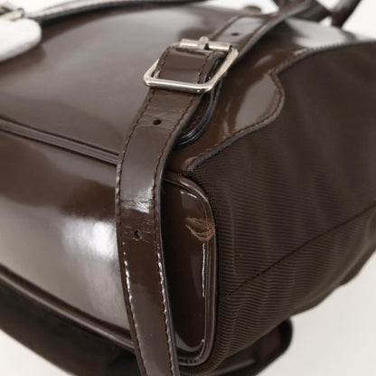 Gucci Vintage Bamboo Backpack Nylon and Patent Leather, Brown, Nylon, Backpack