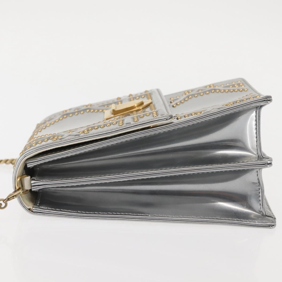 Christian Dior Ultra Matte Diorama Vertical Clutch on Chain Studded Leather, SILVER, PATENT_LEATHER, Clutche & pouche