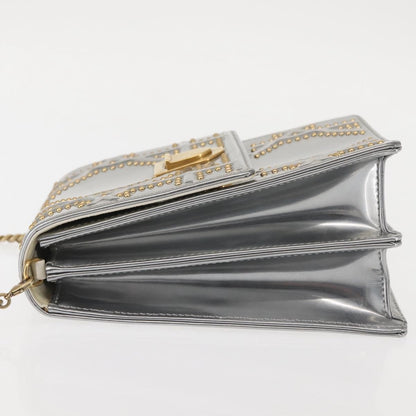 Christian Dior Ultra Matte Diorama Vertical Clutch on Chain Studded Leather, SILVER, PATENT_LEATHER, Clutche & pouche