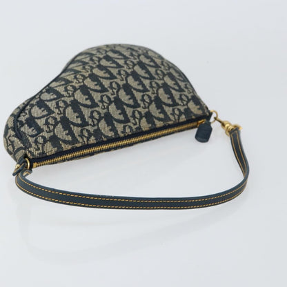 Christian Dior Vintage Saddle Bag Diorissimo Canvas, NAVY, CANVAS, Clutche & pouche