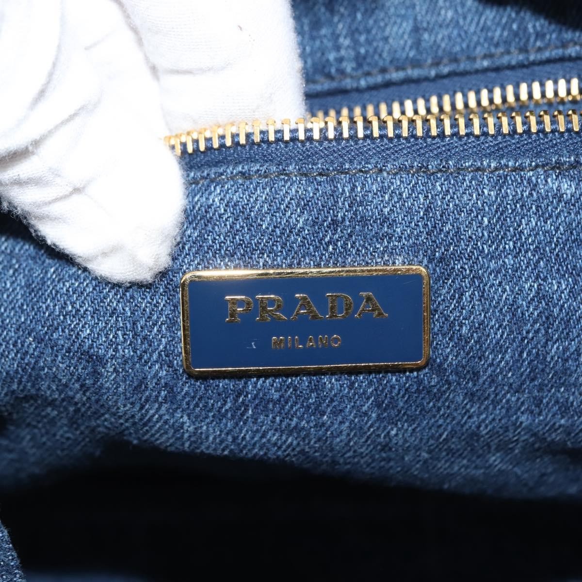 Prada Canapa Convertible Tote Denim, BLUE, DENIM_JEANS, Tote bag