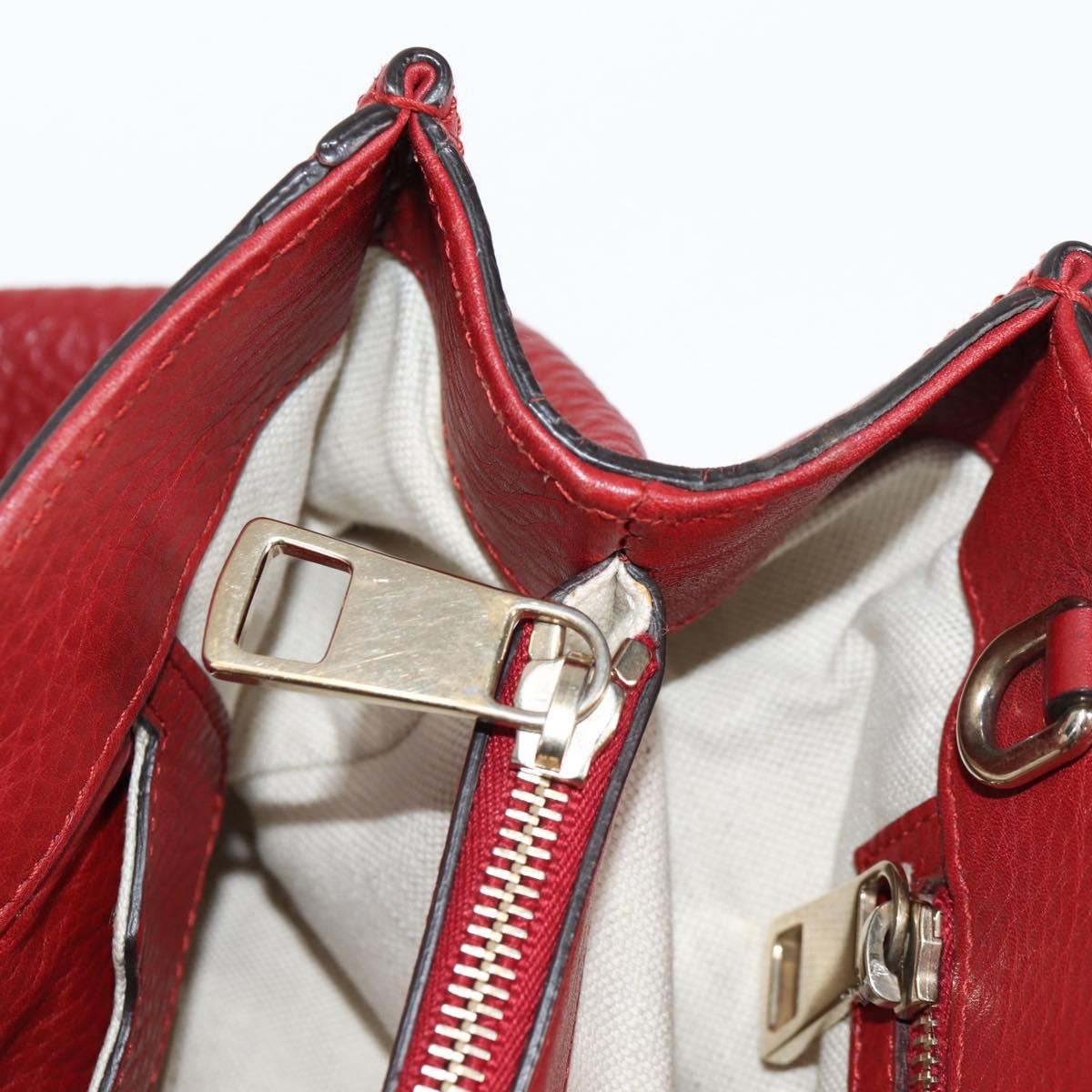 Gucci Bamboo Shopper Tote Leather, RED, LEATHER, Tote bag