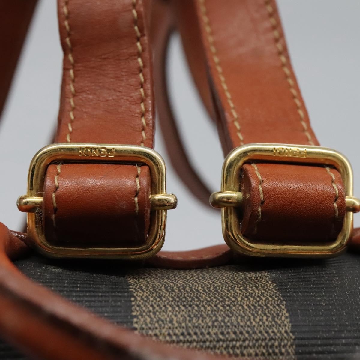 Fendi Pequin Front Pocket Backpack Coated Canvas, BROWN, CANVAS, Backpack