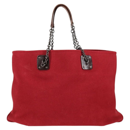 Bottega Veneta Double Chain Tote Canvas, RED, CANVAS, Tote bag