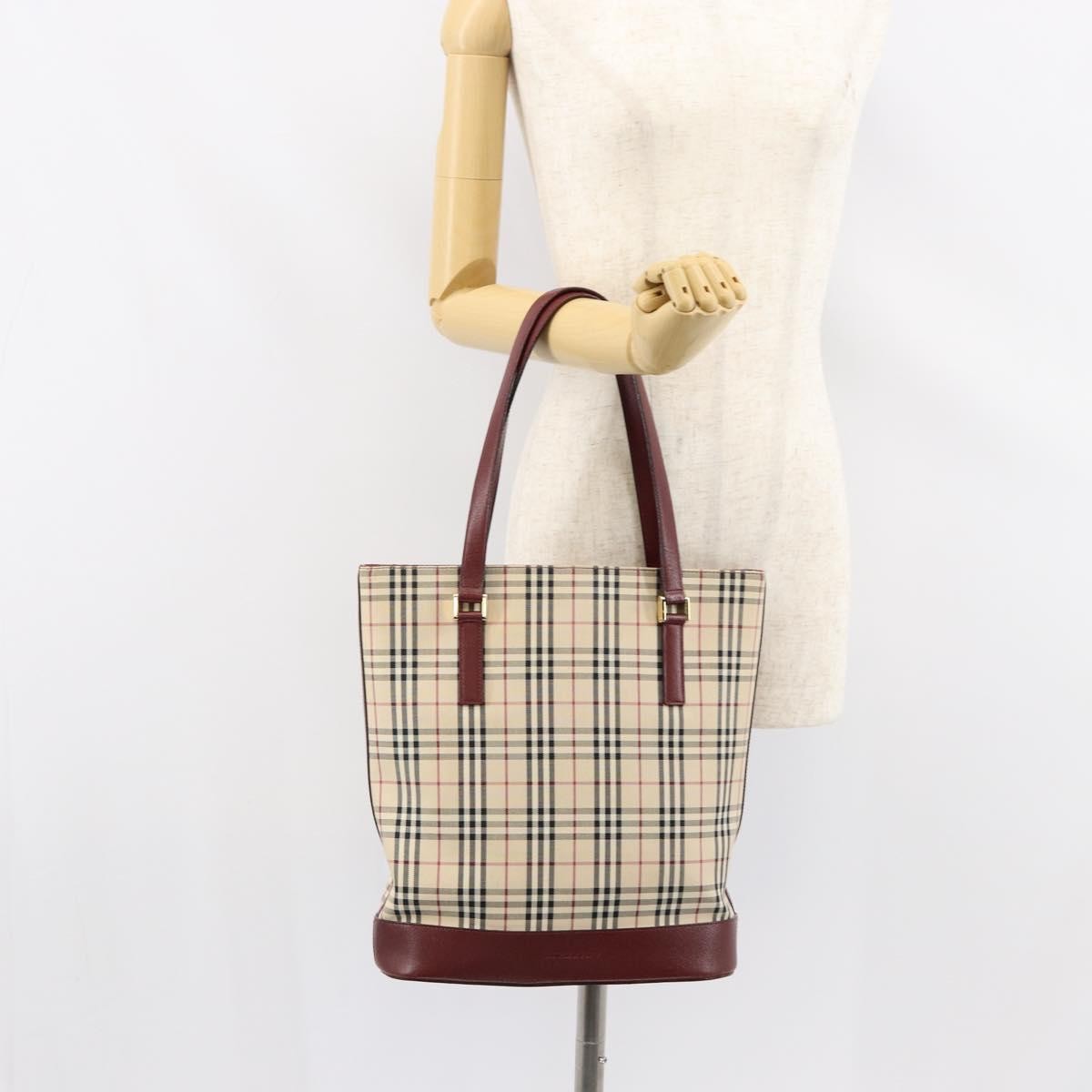 Burberry Nova Check Tote Canvas and Leather, BEIGE, CANVAS, Tote bag