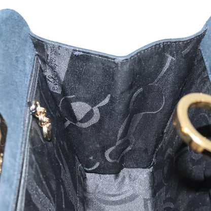 Salvatore Ferragamo Gancini Chain Shoulder bag Suede, NAVY, SUEDE, Shoulder bag