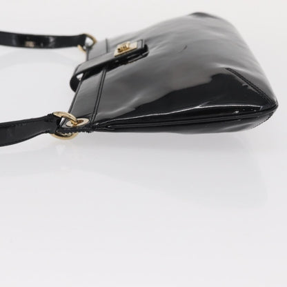 Salvatore Ferragamo Gancini Shoulder Bag Patent Leather, BLACK, PATENT_LEATHER, Shoulder bag