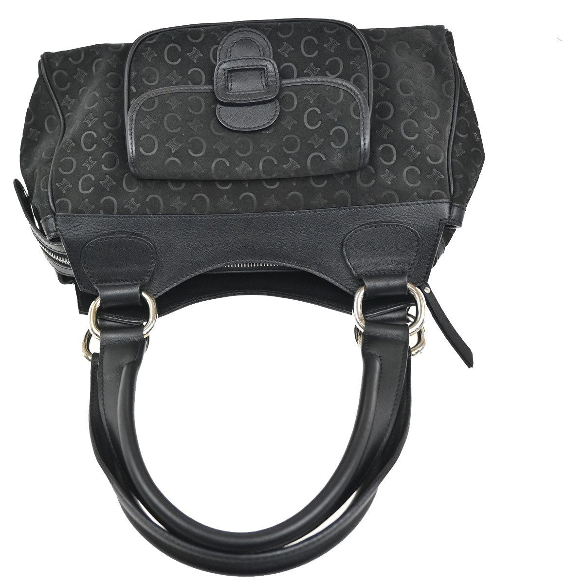 Celine C Macadam Handbag Suede, BLACK, SUEDE, Shoulder bag