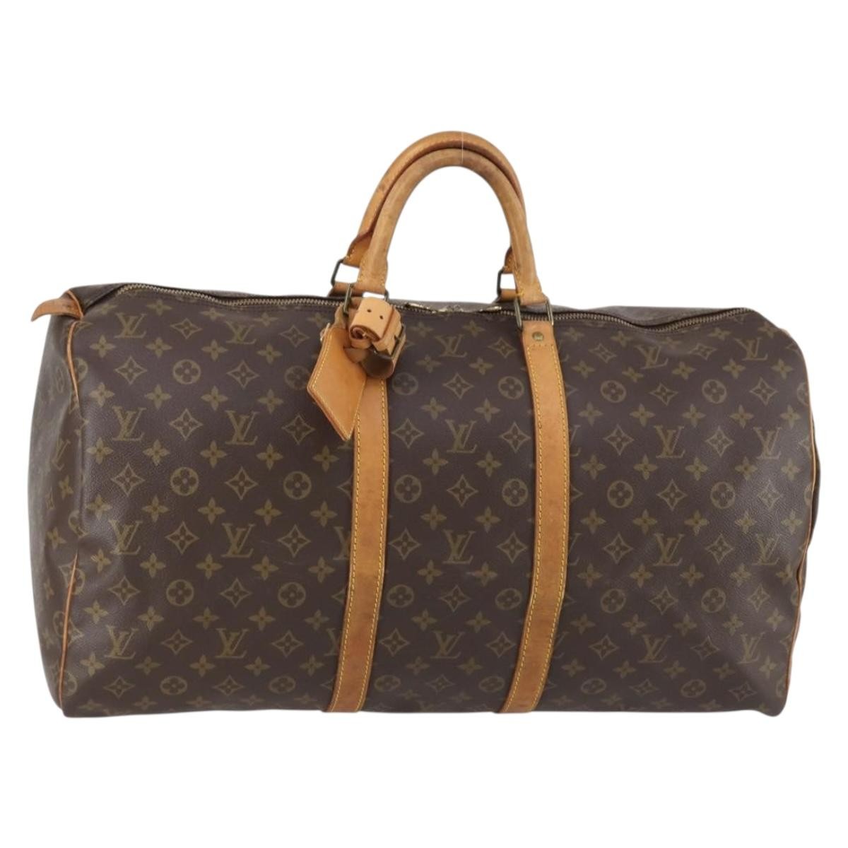 Louis Vuitton Keepall Bag Monogram Canvas, BROWN, CANVAS, Travel bag