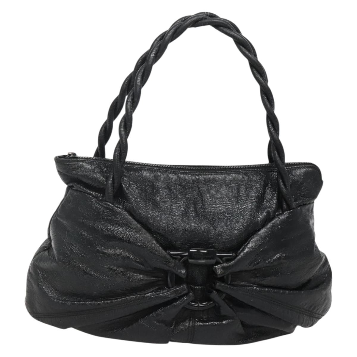 Salvatore Ferragamo Gancini Shoulder Bag Leather, BLACK, LEATHER, Shoulder bag