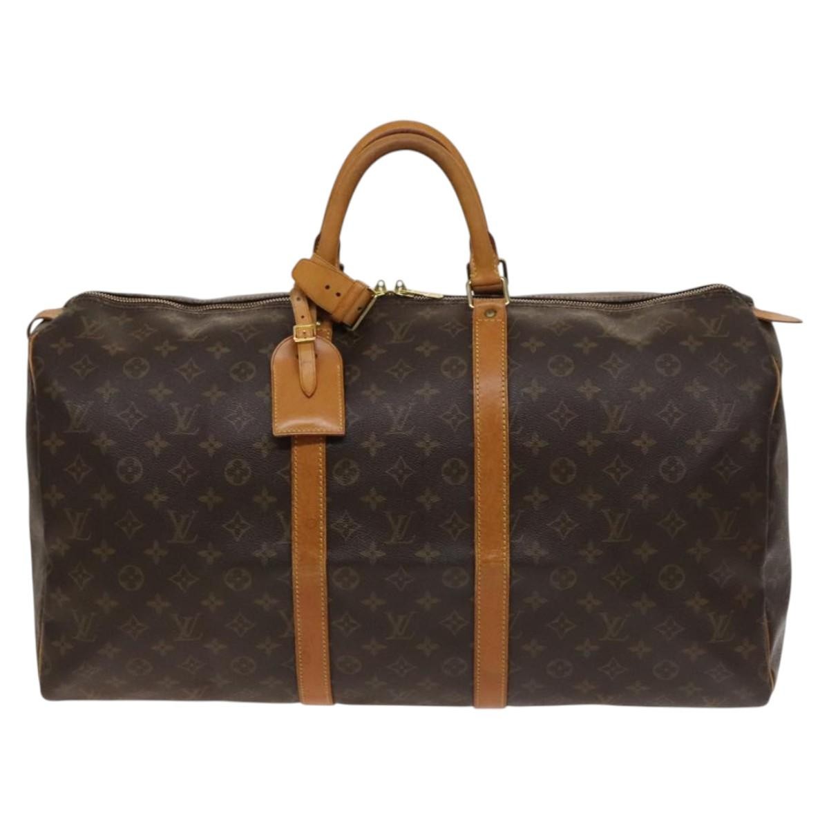 Louis Vuitton Keepall Bag Monogram Canvas, BROWN, CANVAS, Travel bag