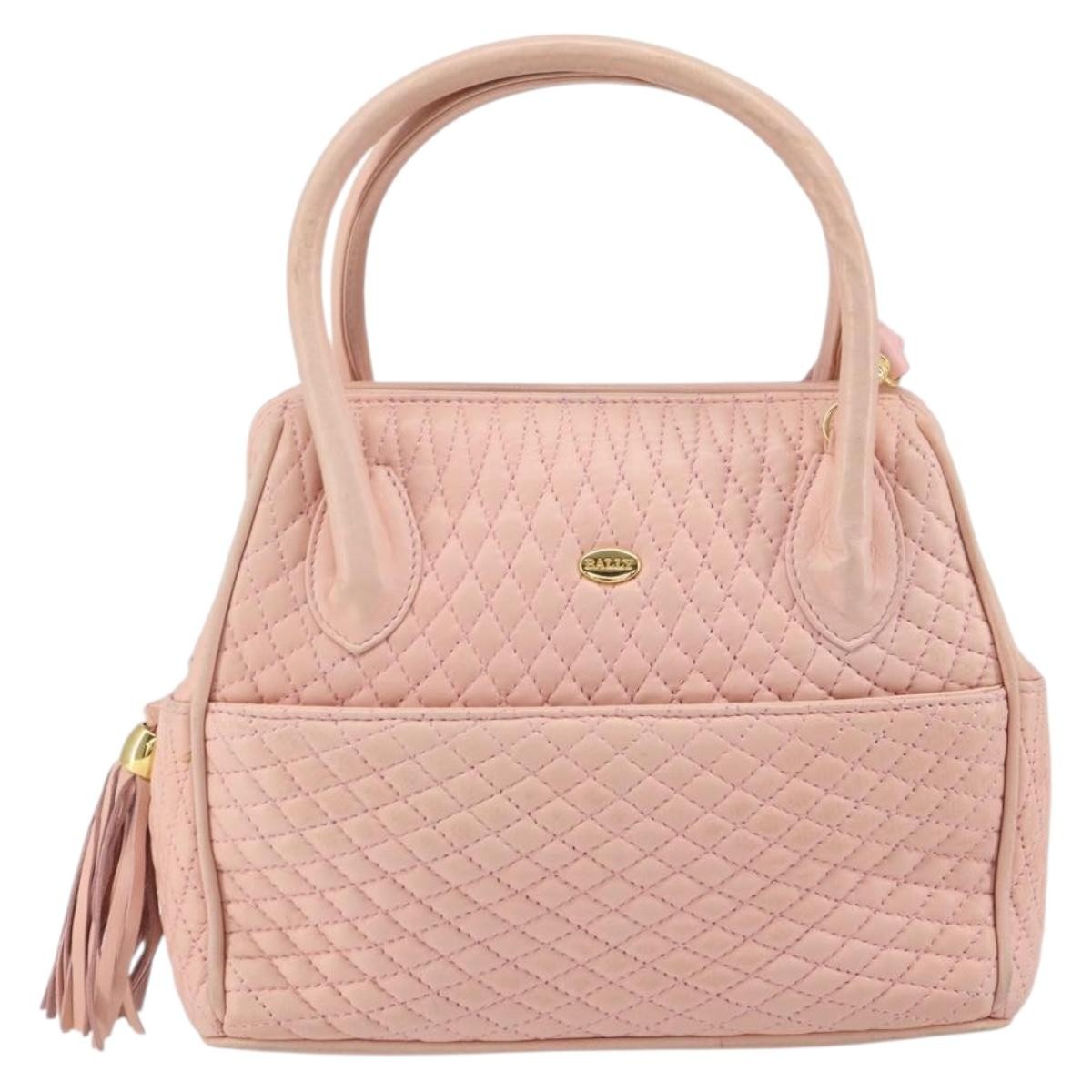 Bally Vintage Handbag Quilted Leather, PINK, LEATHER, Handbag